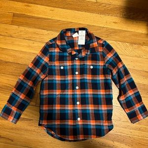 Flannel shirt. Blues and orange long sleeve baby gap boys 4t nwt